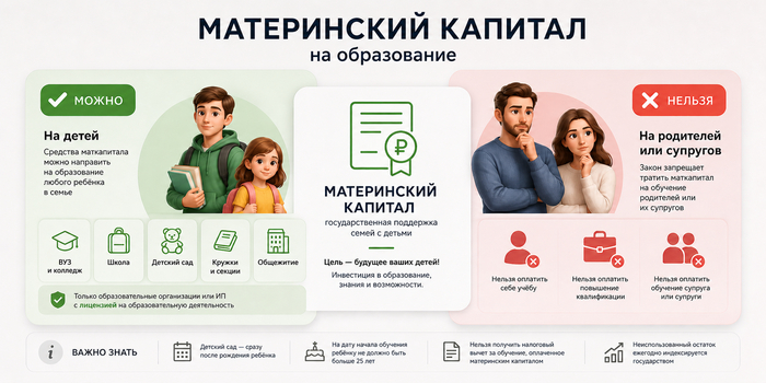 Как направить материнский капитал на обучение детей: пошаговая инструкция