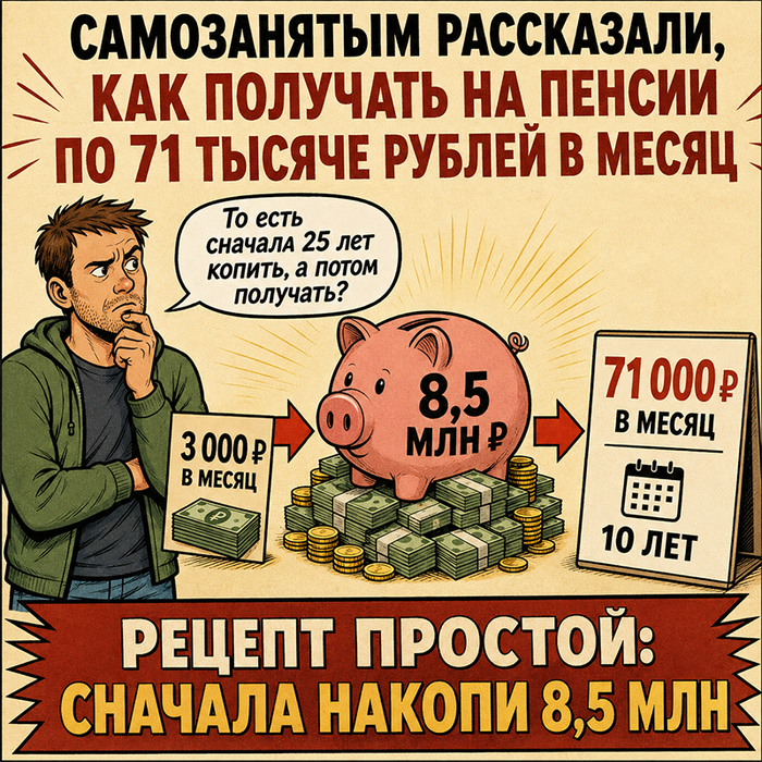 Самозанятым рассказали, как получать на пенсии по 71 тысяче рублей в месяц 